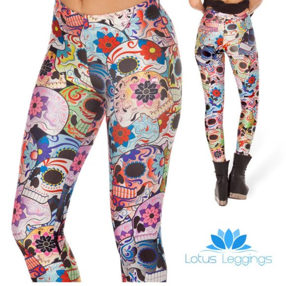 🍒5/$20🍒Lotus Leggings - "Day of the Dead" Leggings - Picture 2 of 9